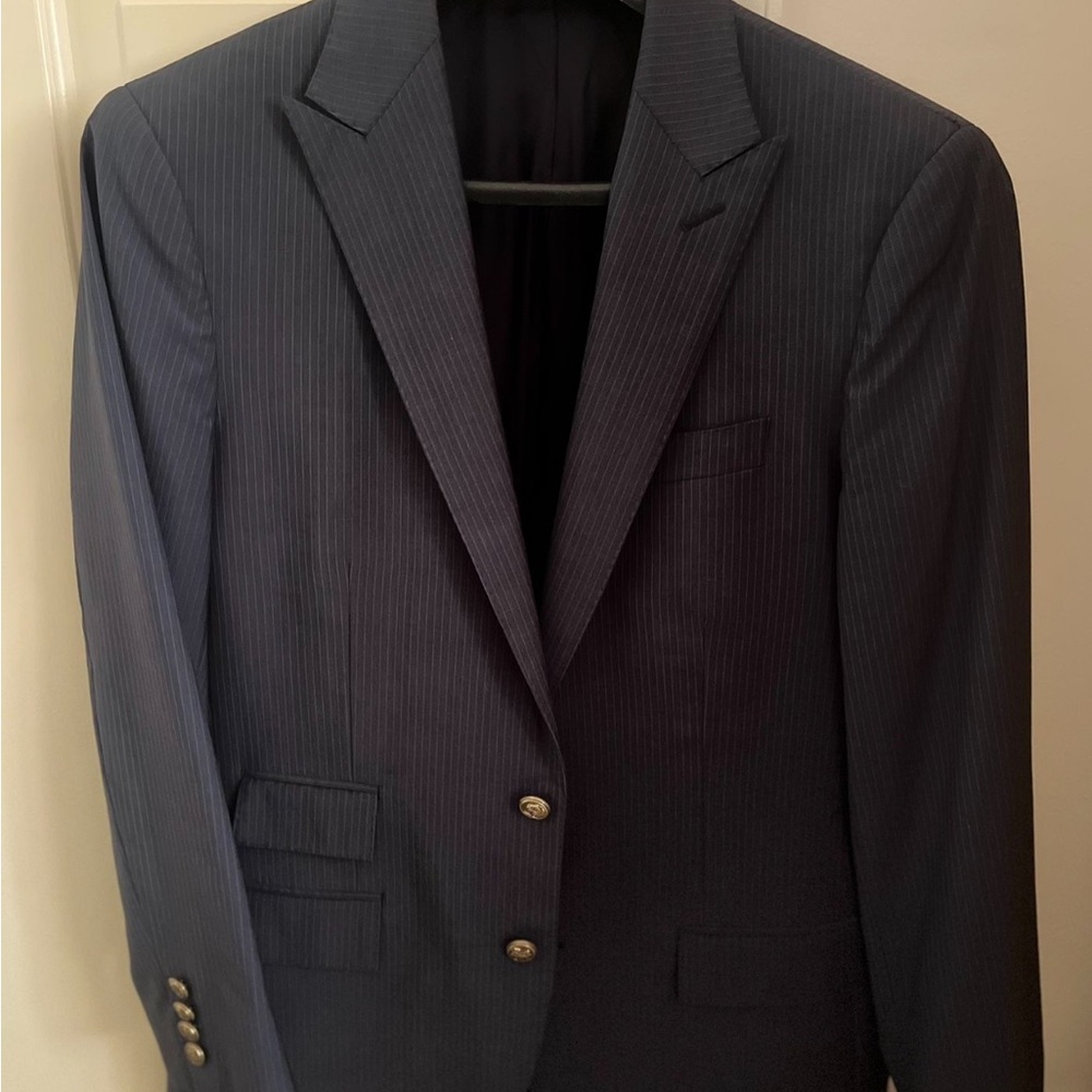 J. Crew Men's Dark Blue Pinstripe Blazer